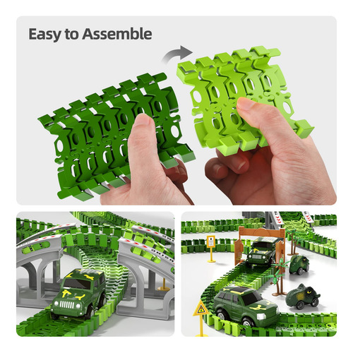 Brinquedo Dinosaur Race Car Track Ihaha 169 Peças Para Crian