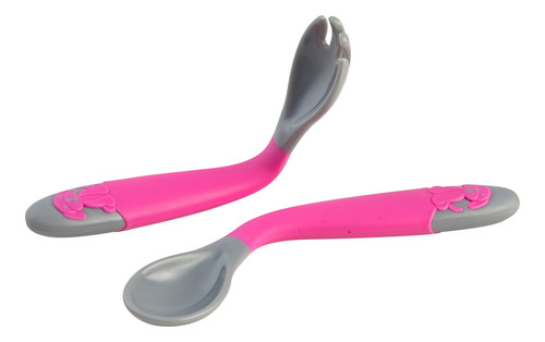 Imagem 3 de 4 de Kit Talher Articulável Garfo E Colher Infantil Clingo