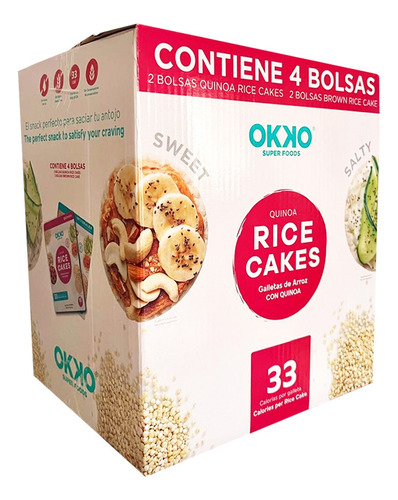 Galletas De Arroz Okko Rice 4 Bolsas Surtidas Quinoa Y Brown