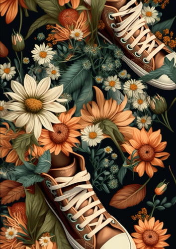 Libro: Lined Paper Notebook.: Flowers & Sneaker Shoes Notebo