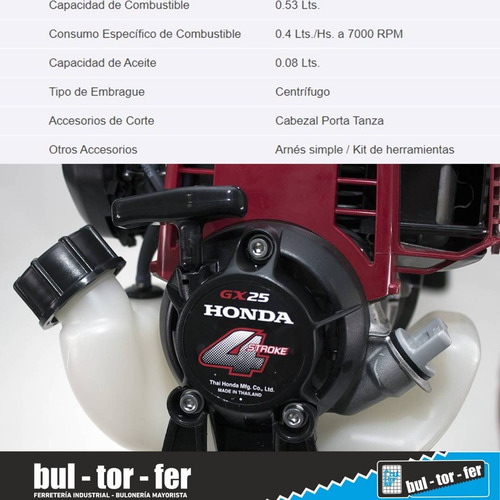 Imagen 2 de 5 de Desmalezadora Motoguadaña Honda Ukm425 1 Hp 4 Tiempos