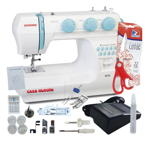 Janome 3016 + Tijera 68 Func Led Ojal Overlock