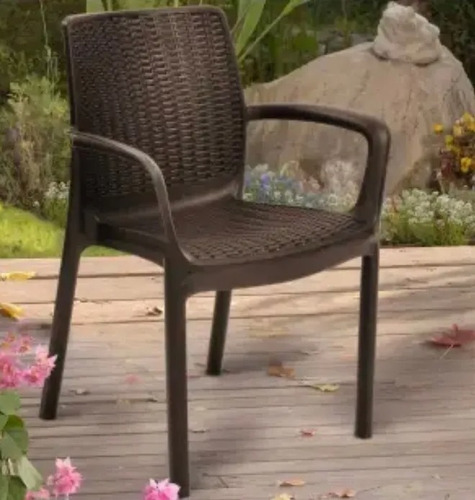 Silla Keter Modelo Bali Estilo Ratán Color Café Alta Calidad