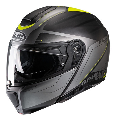 Capacete Moto Hjc Rpha 90s Robocop Com Óculos Solar Cor Preto/Cinza/Verde Tamanho do capacete 61