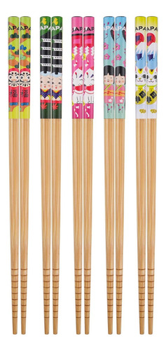 Kit Hashi Madeira Palitinho Japonês Amuleto Japones 5 Pares