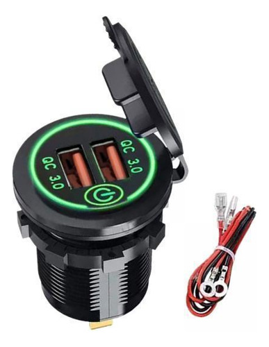 2 Tomada De Carregador De Carro Usb Duplo 12-24 V Luz Verde