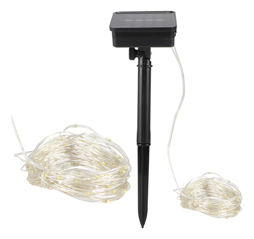 Cadena Led De 10 M/32,8 Pies, 100 Led, Cable De Cobre Solar