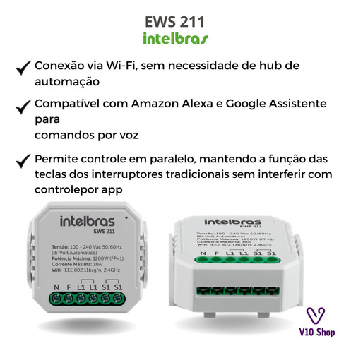 Kit 3 Minicontrolador Smart Wifi Com Entrada Pra 1 Interrup