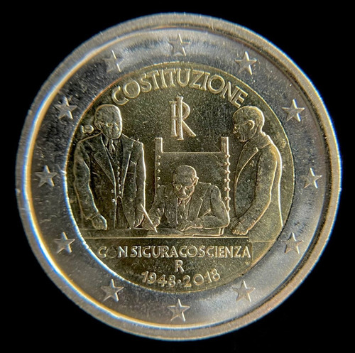 Italia, 2 Euros, 2018. Constitucion Bimetalica. Sin Circular