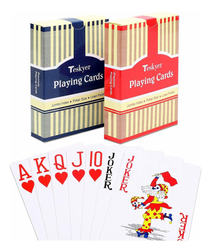 Naipes De Poker Teskyer  De Juego Con Impresión Grande,  Npk