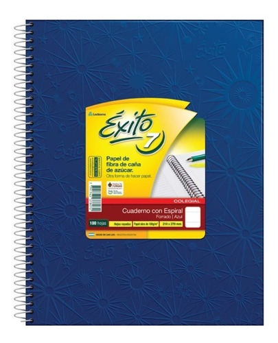 Cuaderno Exito E7 Espiralado 100 Hojas Rayado Forrado Azul