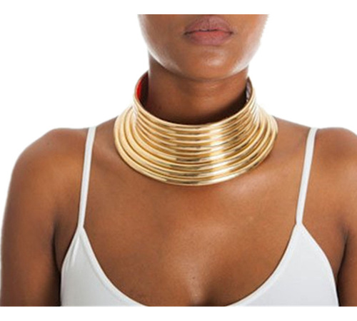 Collar Africano De Plata Con Cuello Exagerado Para Mujer