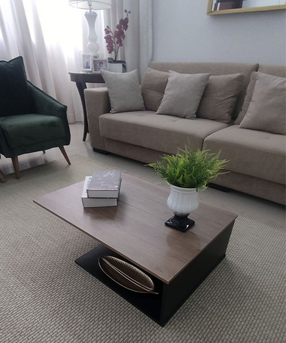 Mesa De Centro De Sala Grande Ômega Cor Freijó