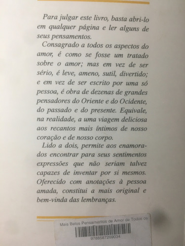 Os Mais Belos Pensamentos De Amor De Todos Os Tempos- Mansour Challita (Usado)