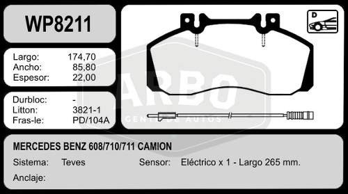 Pastilla Freno Mercedes Benz 917 1114 88/94 Omnibu Wildbrake