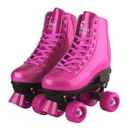 Imagem 5 de 7 de Patins Roller Infantil Ou Adulto 4 Rodas Glitter Ajustável