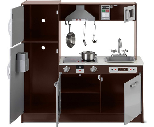 Juego De Cocina Vertical P/niños De Madera; Espresso/gris
