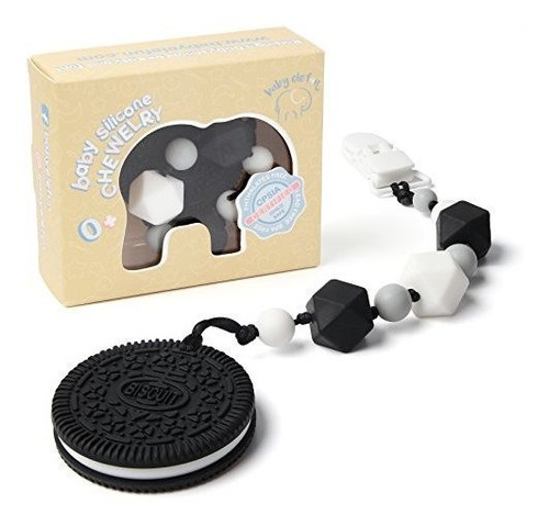 Teething Pain Relief Cookie De Silicona Y Chupete Clip Holde