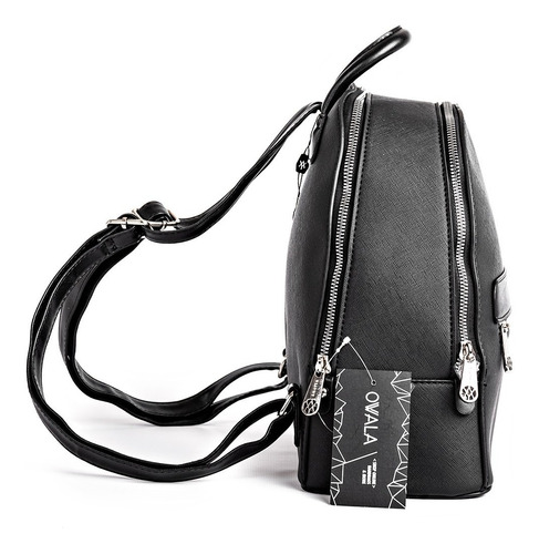 Mochilas Mujer Cuero Sintetico Negras Amayra Divisiones