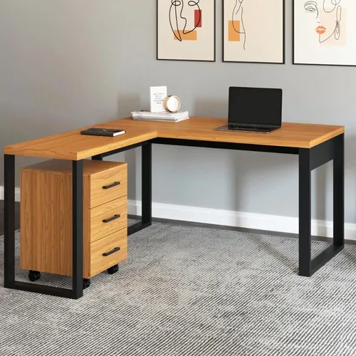 comprar Mesa Escrivaninha Industrial L Com Gaveteiro Escritório Mdf
