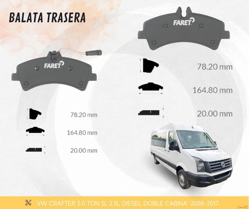 Balata Trasera Vw Crafter 5.0t/2.5l Diesel Doble Cabina 2014