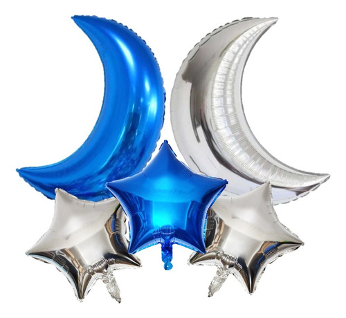 Set Globos Metálico Luna Estrella Cotillón Activarte