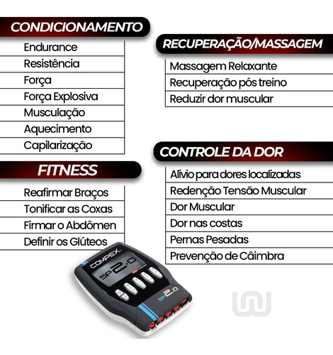 Compex Sp 2.0 Com 20 Programas - Treino Recuperação Massagem