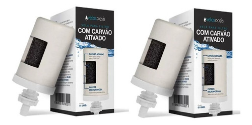 Imagem 1 de 4 de Kit 2 Velas Carvão Ativado Agua Filtro De Barro Purificador