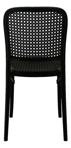 Kit 4 Cadeiras Jantar Design Rattan Amis Lola Empilhável Top Estrutura Da Cadeira Preto Assento Preto