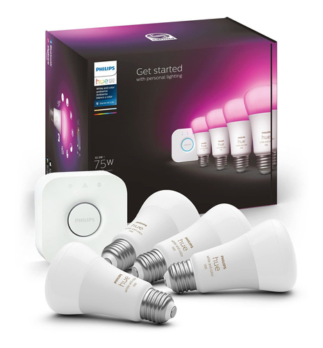 Philips Hue Kit De Inicio De Bombilla Inteligente A19 De Col