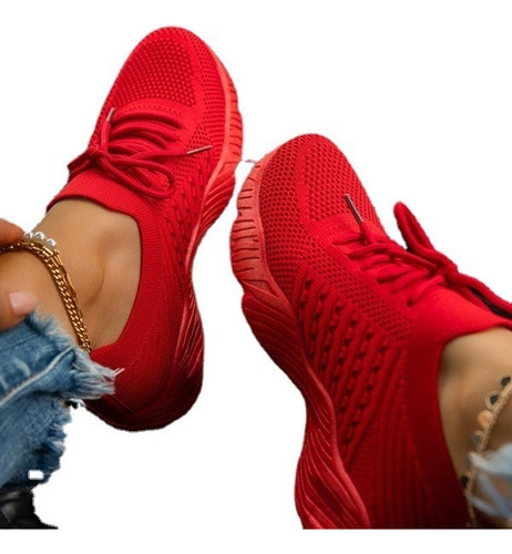 Calzado Casual Zapatillas Cómodas De Malla Con Cordones