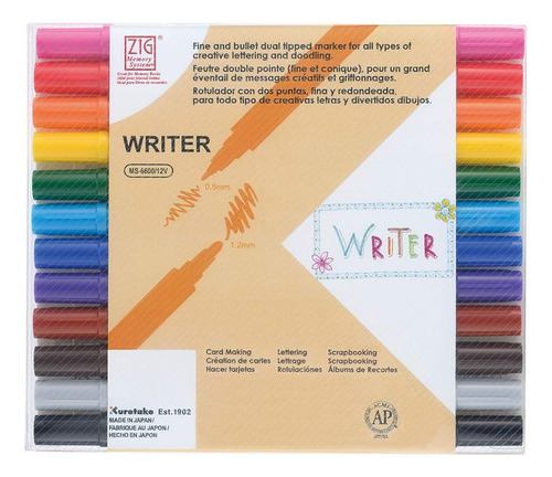 Juego De 12 Colores Writer, 0,5 Mm, 1,2 Mm, Punta Doble, Res