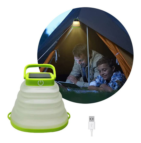 Linterna Led Solar Para Camping Recargable Con Usb Plegable