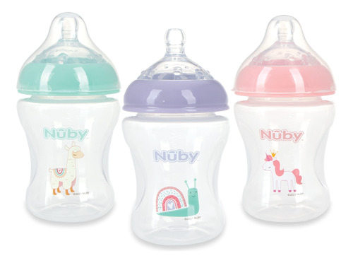 Paquete De 3 Biberones Para Bebés Nuby Con Seno De Flujo Len