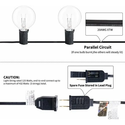 Guirnalda De Luces 25 Focos De Exterior Vintage Impermeable