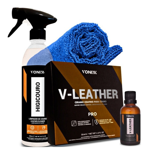 Kit Vitrificador Banco Couro V-leather + Limpa Couro Vonixx