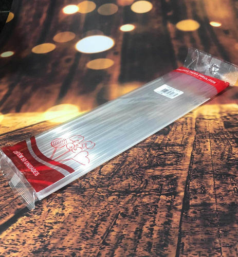 Imagem 3 de 4 de 200 Palitos Para Pirulito Topper De Bolo Cristal 28 Cm Bwb