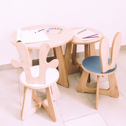 Imagen 3 de 10 de Juego De Mesa 45 Cm Y 60 Cm + 2 Sillas Madera Envío Gratis