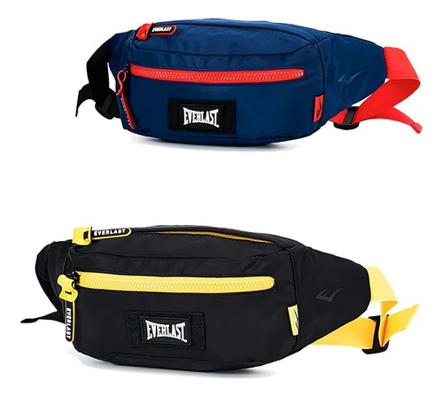 Riñonera Everlast De Material Resistente Y Liviano Reforzado Color Negro Diseño De La Tela Lisa