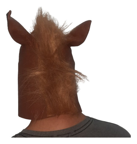 Máscara Cabeça Cavalo Marrom Látex Divertida Fantasia Festa