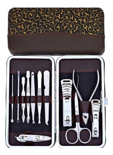 Set De 12 Piezas De Acero Inoxidable Para Manicure Y Pedicur