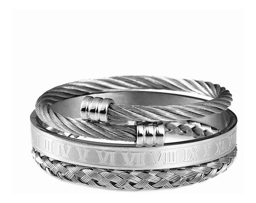 Exclusivo Brazalete Pulsera De Lujo Acero Inox 3 Unidades