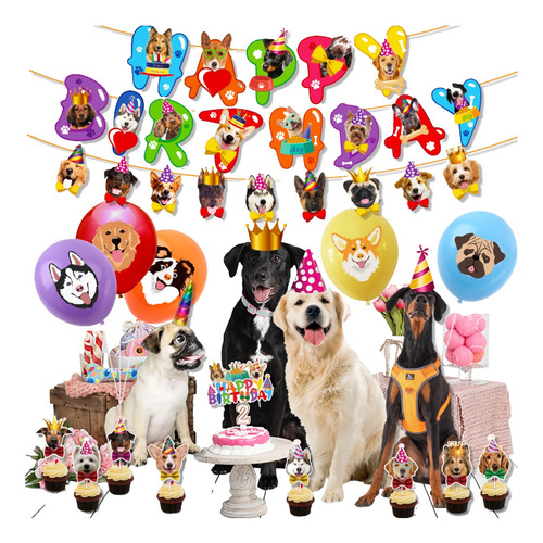 Kit Fiesta Animal Perro Mascota Globos Cumpleaños Decoración