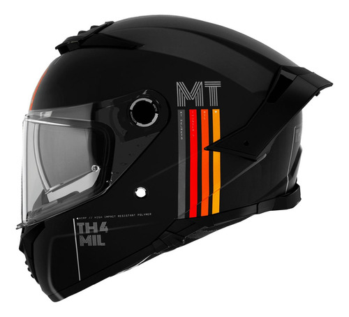 Capacete Masculino Mt Thunder 4 Mil Preto Esportivo Moto