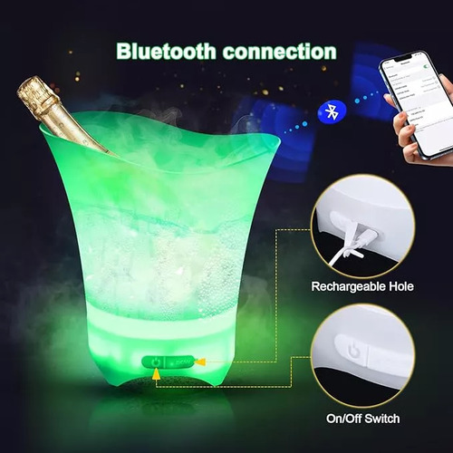 Hielera Parlante Cubetera Led Bluetooth Grande 7lts Portatil