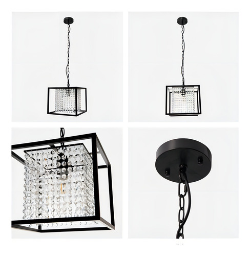 Lámpara Colgante Cubo Cristal Negro 40w E27 1 Luz Lumimexico 21922-2