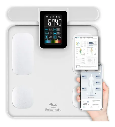 Balança Bioimpedância Corporal Digital Profissional 8 Eletrodos B...