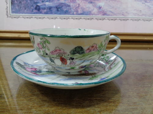 Imagen 2 de 9 de Antigua Taza De Té Con Plato De Porcelana Oriental