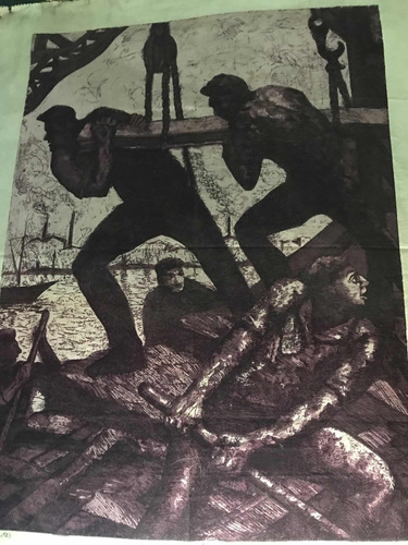 Aguafuerte Quinquela Martín Estampado Alpargatas C1950 (Usado)