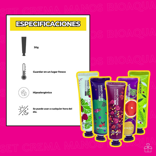 Crema Para Manos Hidratante Reparadora Set 5 Pzas Frutas Frutos Rojos